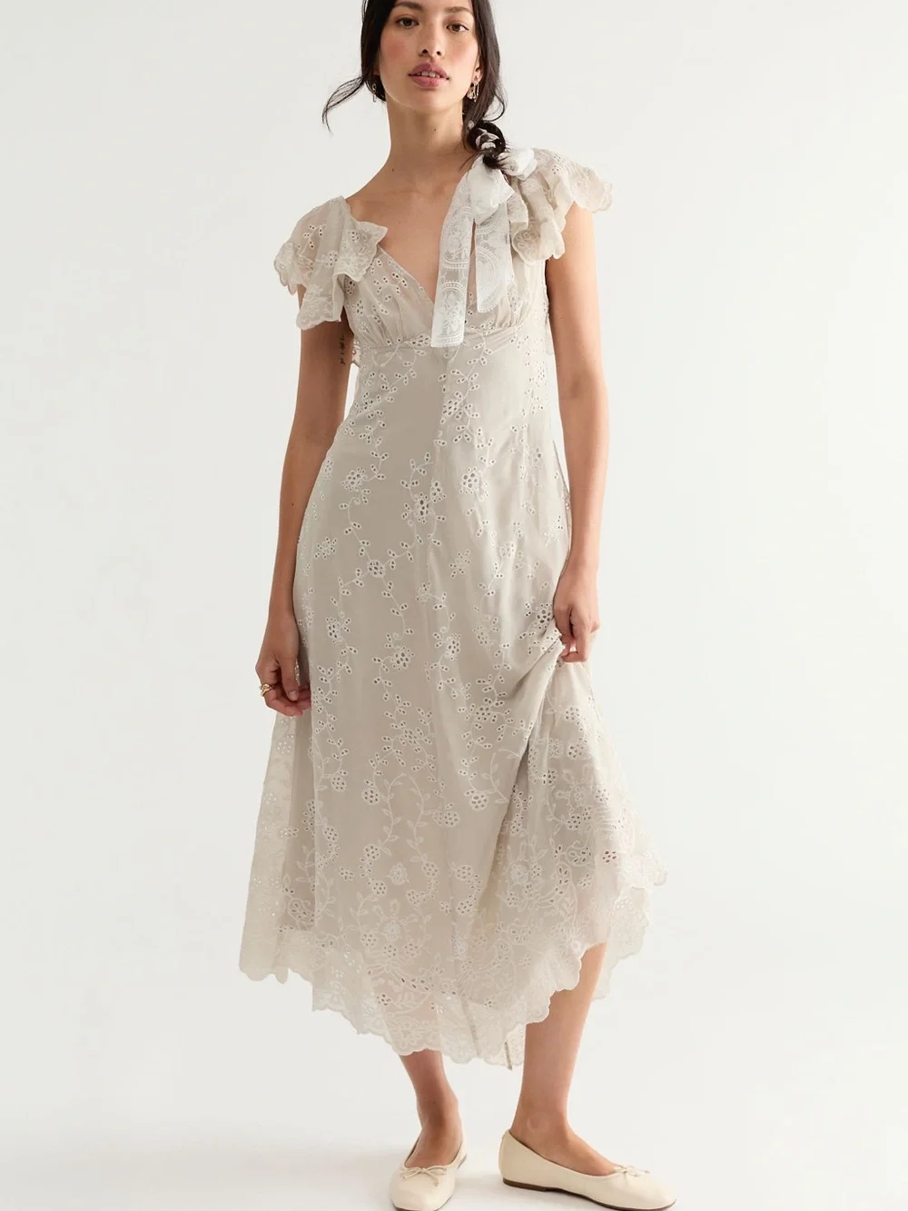 NWT Free People Lovely Lovely Midi Dress - Tofu Ivory MSRP $248 CURRENT